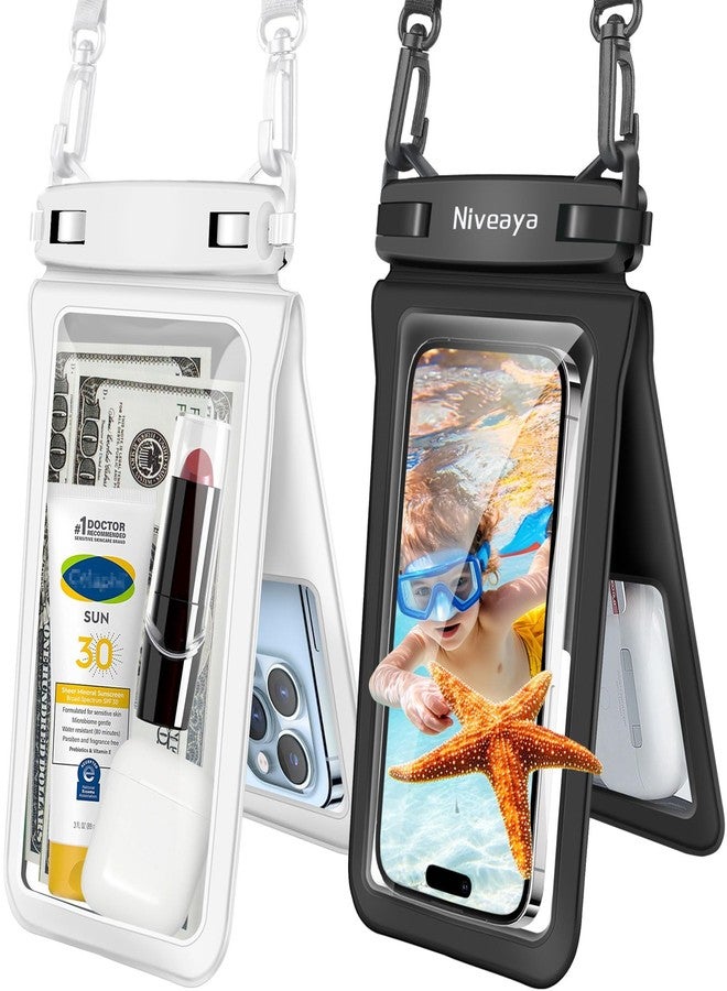 Niveaya Double Space Waterproof Phone Pouch - 2 Pack, Waterproof Phone Lanyard Case with iPhone 16/15/14/13/12 Pro Max up to 8.3", Phone Dry Bags for Vacation Beach Pool Kayak Cruise Travel Essentials - Image 1