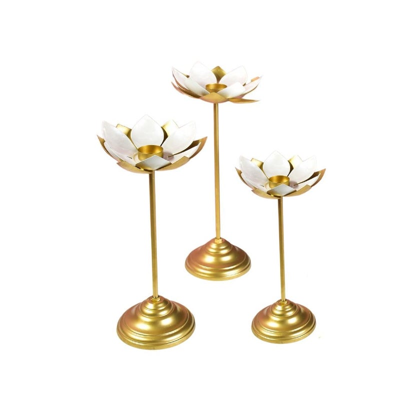THE HOME CO. Enhance your home style White Enamel Lotus Stick Set of 3  - Image 3
