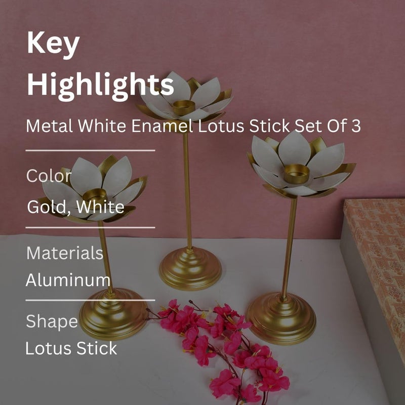 THE HOME CO. Enhance your home style White Enamel Lotus Stick Set of 3  - Image 5