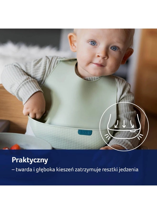LOVI Silicone Bib with Pocket Pistachio​ - Image 3