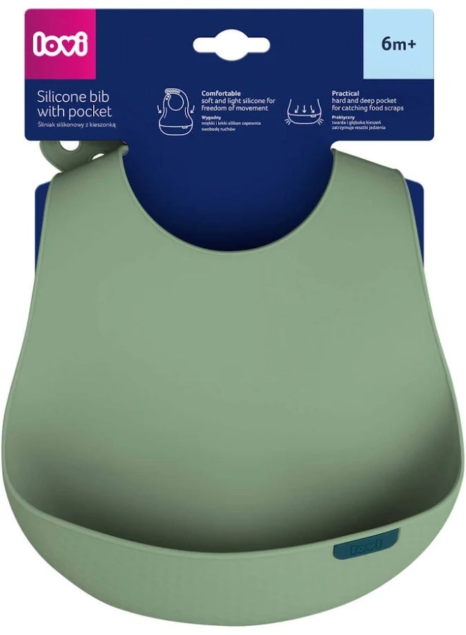 LOVI Silicone Bib with Pocket Pistachio​ - Image 2