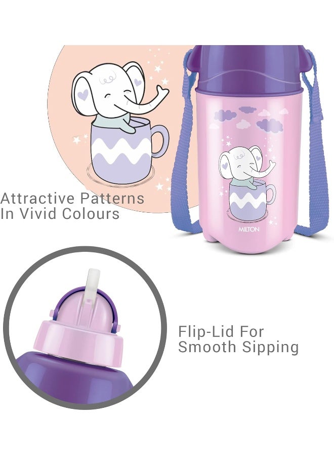 Milton زجاجة ماء بلاستيكية معزولة للأطفال Kool Trendy 400 مع قشة، 370 مل، بنفسجي، زجاجة مدرسية، زجاجة نزهة، زجاجة شرب، مانعة للتسرب، خالية من BPA، من الدرجة الغذائية، سهلة الحمل - Image 3