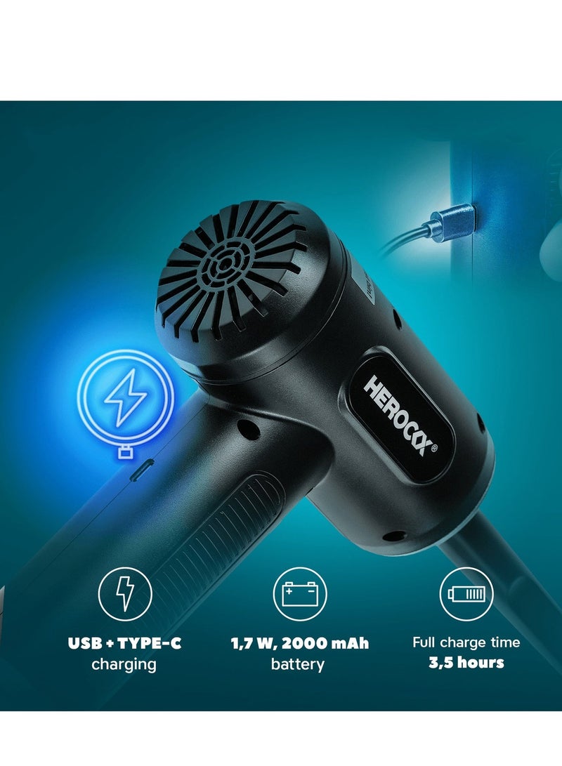 CUBEXELL Compressed Air Duster Electric Air Duster with LED Light 3-Gear to 51000 RPM Portable Blower Rechargeable Cordless Blower for Computer Laptop Keyboard Camera Electronics Cleaning Kit - Image 4