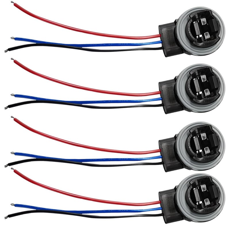 UHANBUT 3157 Car Wire Harness Pigtail Socket Waterproof Universal LED and Standard Brake Light Female Adapter Vehicle Bulb Socket Replacement for Turn SignalTailDaytime Running Light 4PCS - Image 3