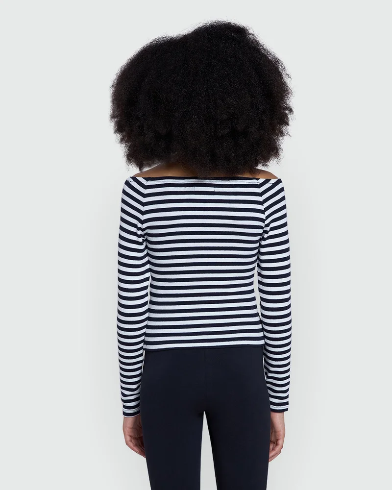 Ovs Striped 3/4 Tee For Girls In Blue &amp; White