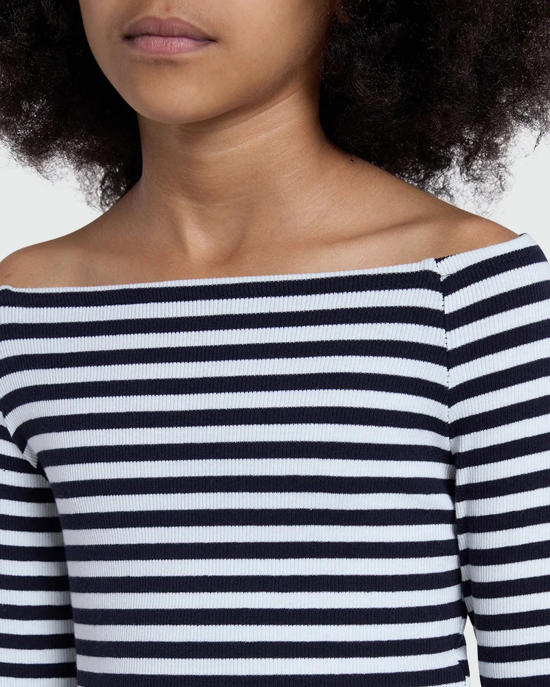Ovs Striped 3/4 Tee For Girls In Blue &amp; White