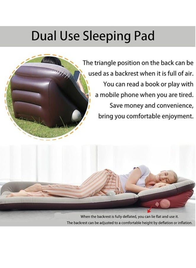 General - Simple self-inflatable camping mattress with backrest, dual-use portable ergonomic sleep/seat cushion with storage bag for hiking, travel and home use - Image 1