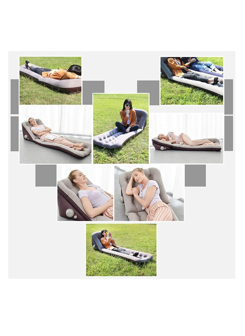 General - Simple self-inflatable camping mattress with backrest, dual-use portable ergonomic sleep/seat cushion with storage bag for hiking, travel and home use - Image 1