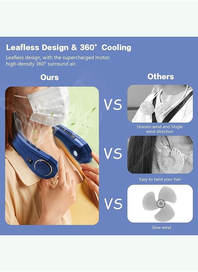 DMG TECH - 3-Wind Speeds USB Powered Adjustable Neck Fan with LED Display 8 W Blue - Image 1