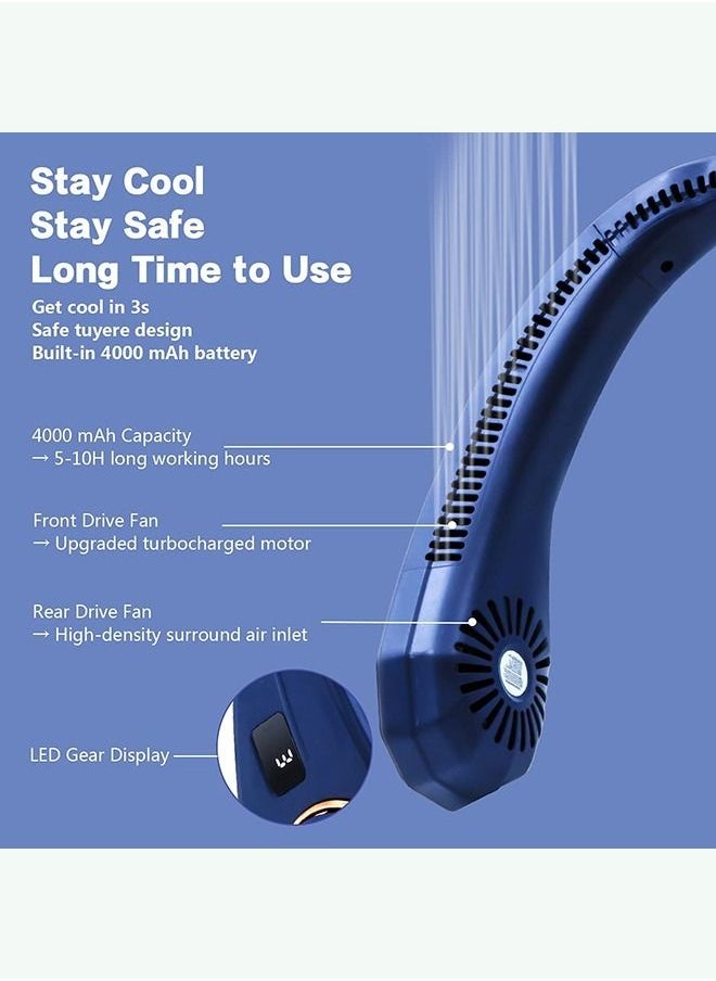 DMG TECH - 3-Wind Speeds USB Powered Adjustable Neck Fan with LED Display 8 W Blue - Image 1