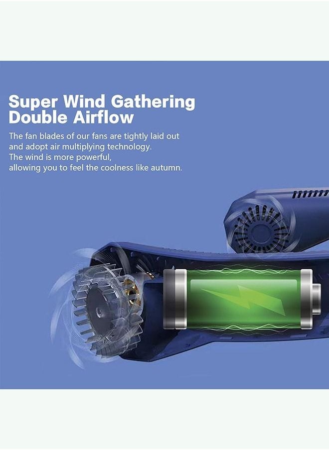 DMG TECH - 3-Wind Speeds USB Powered Adjustable Neck Fan with LED Display 8 W Blue - Image 1