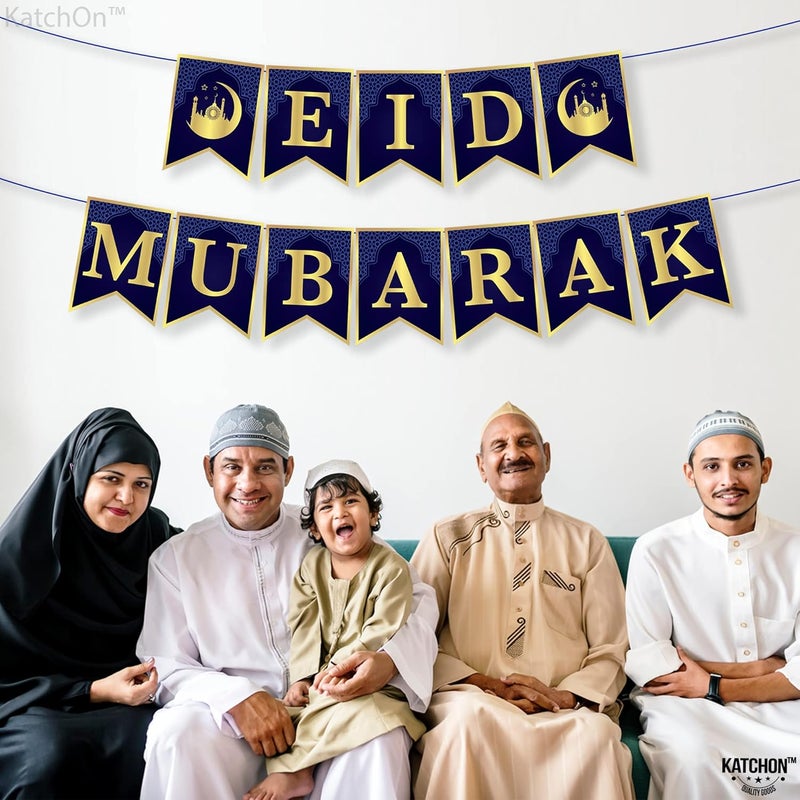 كاتشون بانر كاتشون للزينة بعيد الفطر المبارك – بانر حفلة عيد الفطر المبارك متعدد الألوان لتزيين العيد ومستلزمات إفطار الحفلات – عبوة من 1 - Image 4