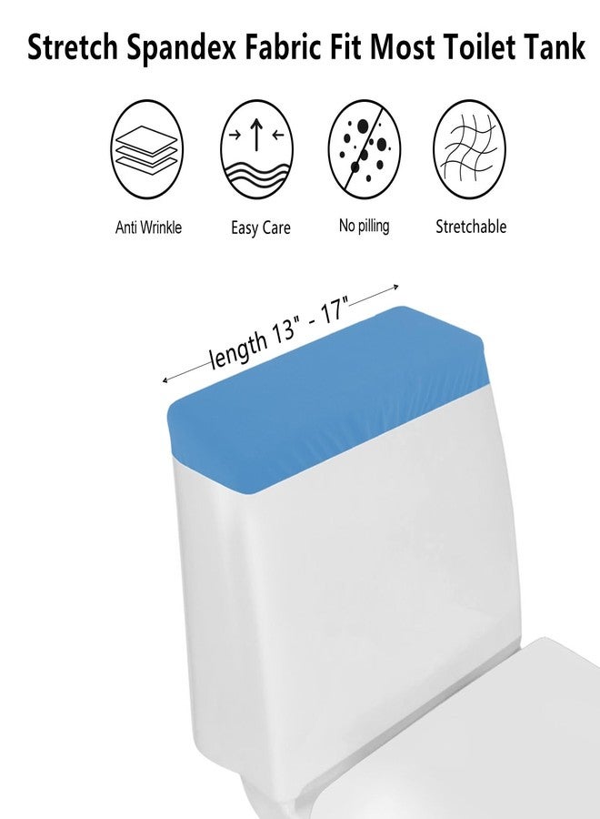 AZHCHKE Toilet Tank Lid Cover, Bathroom Stretch Washable Spandex Toilet Tank Protector Cover with Elastic Bottom, Sky Blue - Image 2
