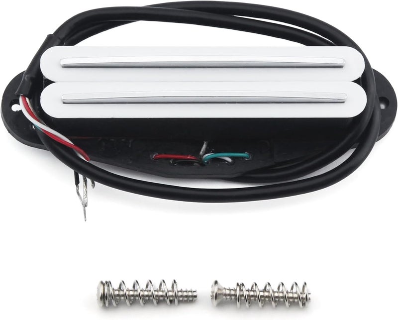 FLEOR Hot Dual Rail Humbucker Single-Coil-Sized Guitar Humbucker Pickup(6-7K), White - Image 1