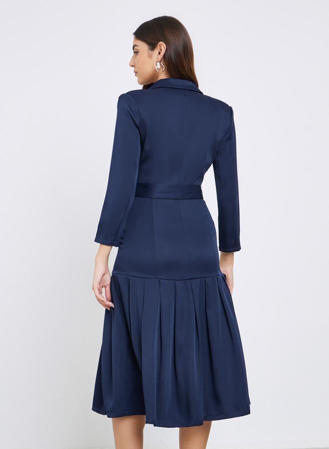 ستايلي فستان ميدي سادة بنمط بليزر - Image 5