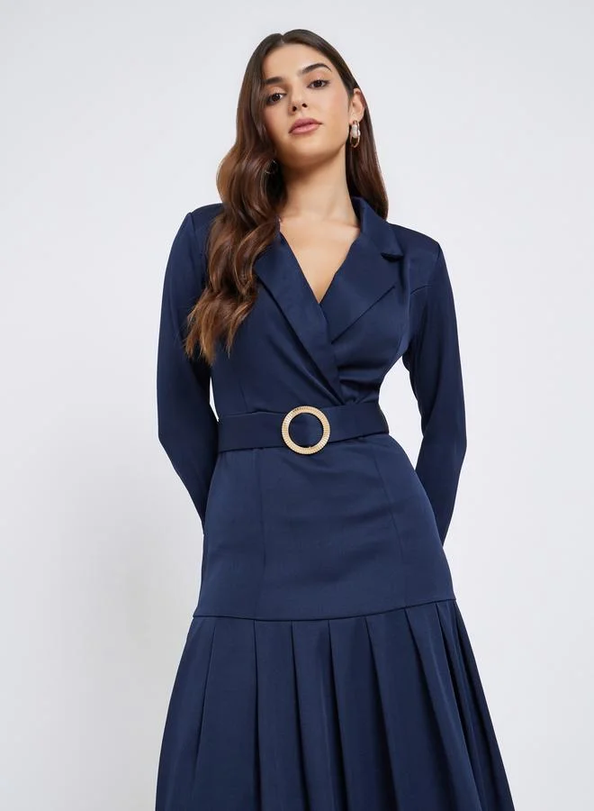 Styli  Styli Plain Long Sleeves Blazer Midi Dress for Women | Best Price UAE