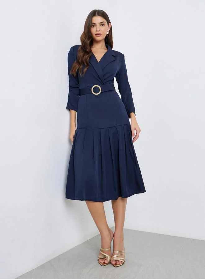 Styli Styli Plain Long Sleeves Blazer Midi Dress