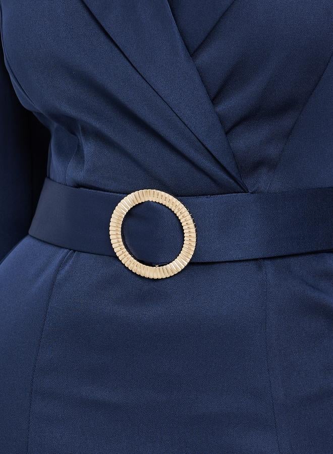 ستايلي فستان ميدي سادة بنمط بليزر - Image 4