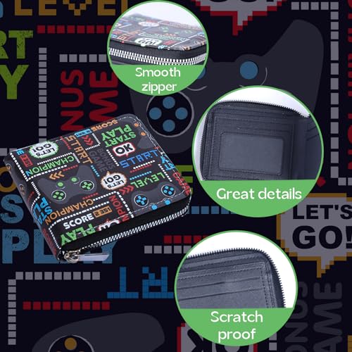 BBSET Teen Boys Wallet Gifts for Boys Gamers Gamepad Leather Zipper Wallets Credit Id Card Cash Holder Aesthetic Wallets With Coin Pocket (B-Game-1) - Image 4