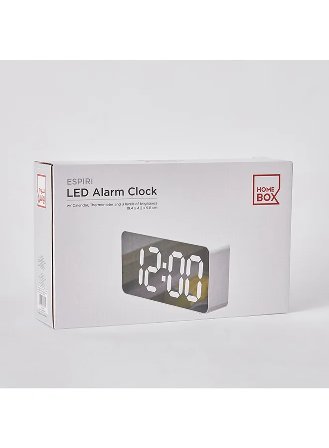 هوم بوكس ساعة منبه Espiri بمرآة أمامية وإضاءة LED 19.4 × 9.8 × 4.2 سم