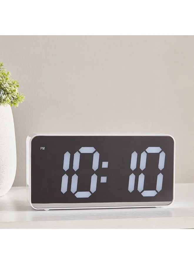Home Box Espiri Mirror Front LED Alarm Clock 19.4 x 9.8 x 4.2 cm