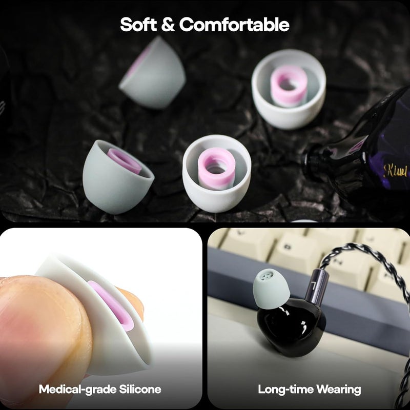 Linsoul Kiwi Ears Flex Earbud Tips, Replacement Silicone IEM Tips, 3 Pairs, S/M/L Size, for KZ ZS10 Pro 2, SuperMix 4,Hype4,Orchestra Lite, Cadenza Wired/Wireless Earphones (Grey) - Image 4