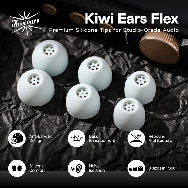 Linsoul Kiwi Ears Flex Earbud Tips, Replacement Silicone IEM Tips, 3 Pairs, S/M/L Size, for KZ ZS10 Pro 2, SuperMix 4,Hype4,Orchestra Lite, Cadenza Wired/Wireless Earphones (Grey) - Image 2