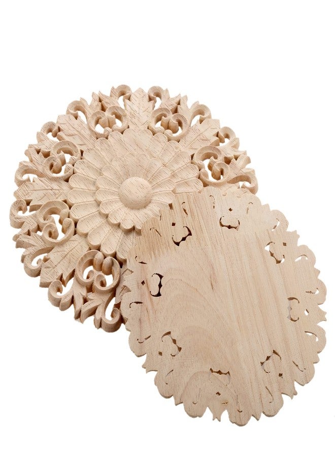 موكسام ملصقات MUXSAM الخشبية المنحوتة، ملصقات دائرية مزخرفة للنقوش الخشبية في المنتصف لباب الخزانة ودرج الخزانة والجدار والسقف وخزانة الملابس والحرف اليدوية والديكور (عبوة من قطعتين، 15 سم/6 بوصات) - Image 5