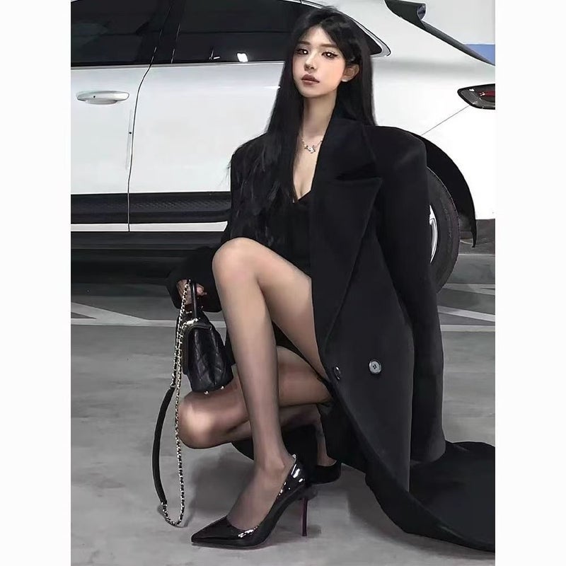 Black Pointed Red Bottom High Heels Women'S 2025 Early Spring New Spice Girls All-Match Stiletto Heel Shallow Mouth Side Empty Single-Layer Shoes - Image 4