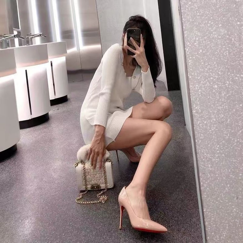 Black Pointed Red Bottom High Heels Women'S 2025 Early Spring New Spice Girls All-Match Stiletto Heel Shallow Mouth Side Empty Single-Layer Shoes - Image 3