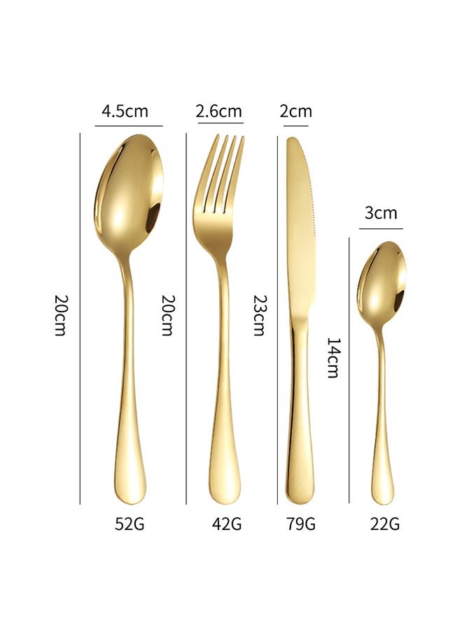 Simple Western-style tableware, light luxury steak tableware, knife, fork and spoon set, stainless steel 24-piece set for family gatherings, a full set of European-style tableware in a high-end gift box, golden hotel business tableware  - Image 3