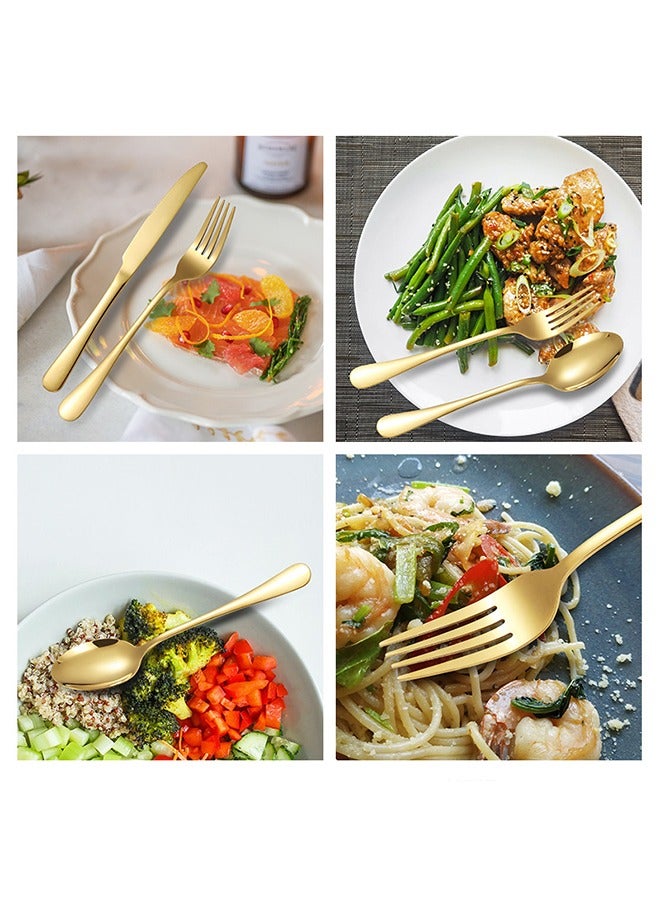 Simple Western-style tableware, light luxury steak tableware, knife, fork and spoon set, stainless steel 24-piece set for family gatherings, a full set of European-style tableware in a high-end gift box, golden hotel business tableware  - Image 5