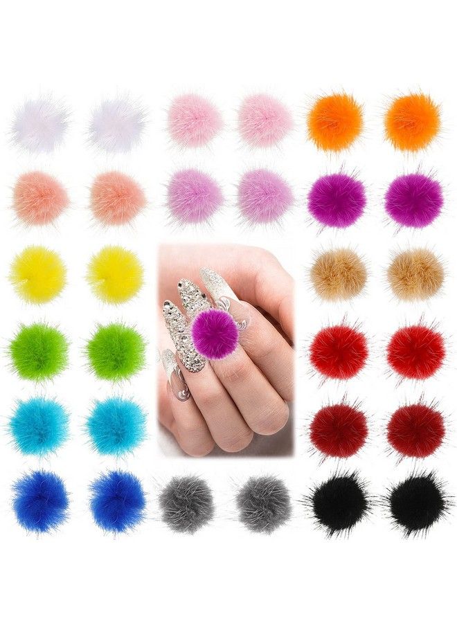 Zhehao 30 Pieces Nail Pom Balls Nail Art Fluffy Balls Detachable Nail Plush Ball 3D Soft Nail Art Ball Removable Manicure Pom Ball Nail Art Decoration For Women Girls Manicure 15 Colors - Image 2
