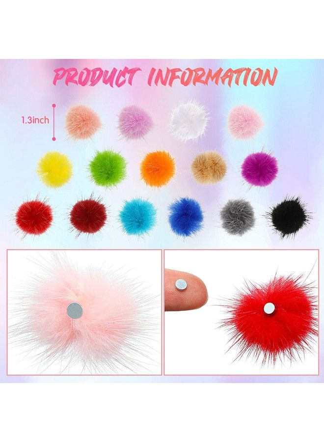 Zhehao 30 Pieces Nail Pom Balls Nail Art Fluffy Balls Detachable Nail Plush Ball 3D Soft Nail Art Ball Removable Manicure Pom Ball Nail Art Decoration For Women Girls Manicure 15 Colors - Image 3