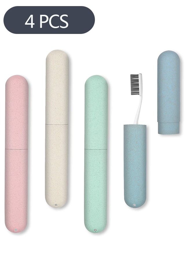 حافظة فرشاة أسنان للسفر مكونة من 4 قطع ، حامل فرشاة أسنان بلاستيكي قابل للتنفس للسفر والتخييم في المنزل المدرسي - Image 1