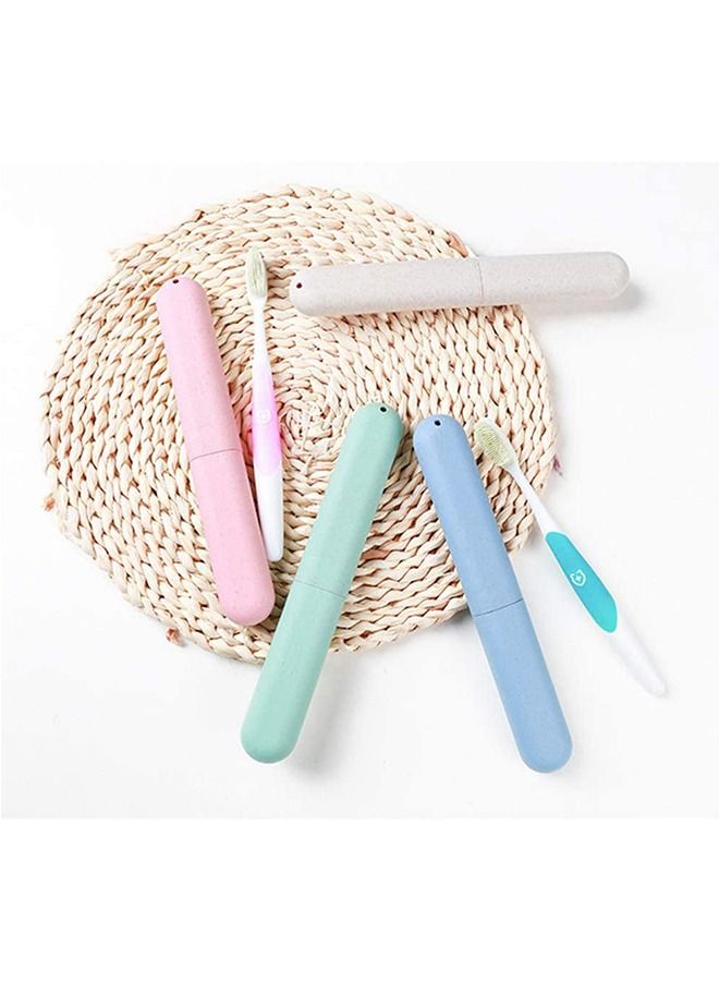 حافظة فرشاة أسنان للسفر مكونة من 4 قطع ، حامل فرشاة أسنان بلاستيكي قابل للتنفس للسفر والتخييم في المنزل المدرسي - Image 5