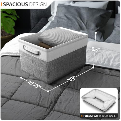 Sorbus Fabric Storage Bins for Shelves 15 Inch Sturdy Collapsible Storage Bins with 2 Handles Foldable Baskets for Organizing Home Closets Shelf Toys Clothes Large Decorative Storage Baskets - Image 3