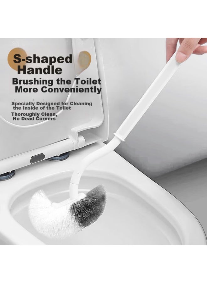 Bao Shi Baoshi Toilet Brush Three-piece Set, Bathroom Toilet Gap Cleaning Brush, Wall-mounted Silicone Brush, No Dead Angle Cleaning Tool - Image 2