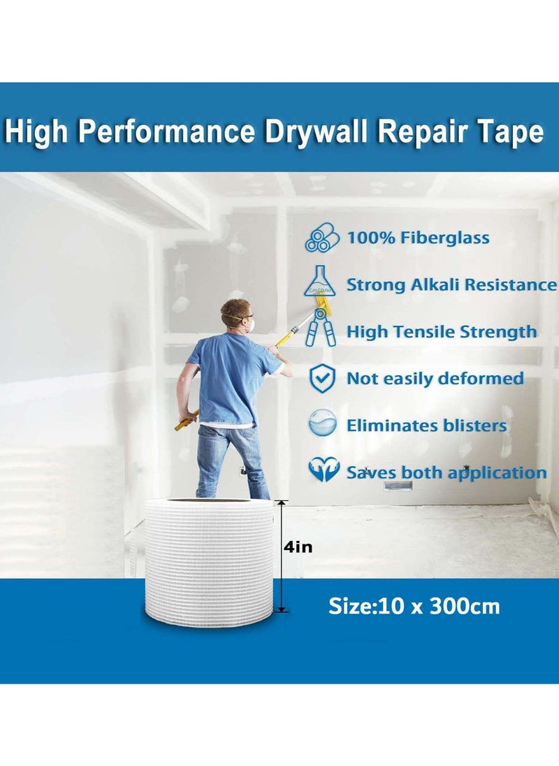 YIM-VIBEHAUS Drywall Repair Fiberglass Tape 4” x 100 Feet Industrial Grade Extra Strength Fiber Mesh Heavy Duty Self Adhesive for Seam Patch Wall Crack Seam Repair  - Image 3