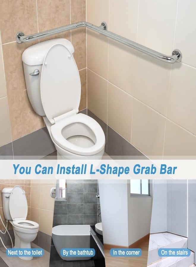 Zelen Shower Grab Bar for Seniors Toilet Safety Grab Bars L Shaped Bathroom Hand Rails Wall Mount 24 Inch x 36 Inch Grab Bar for Bathroom Bathtub Handicap Safety Grab Bar Stainless Steel Angle Bar - Image 5