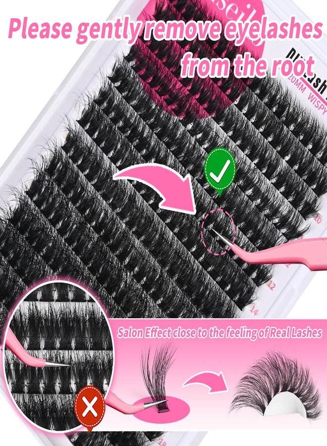Yaiseiko Lash Clusters 60D Wispy 10-20mm Essential Volume Cluster Eyelash Extensions 280Pcs Wispy Individual Lashes D Curly Waterproof Eyelash Clusters Soft Individual Lashes Clusters DIY at Home - Image 5