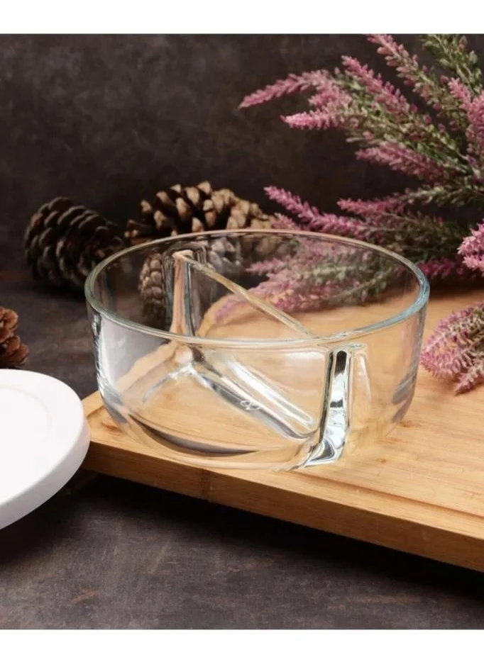Paşabahçe Polar Glass 2 Compartment Storage Container Breakfast Butter Bowl 785CC 530683