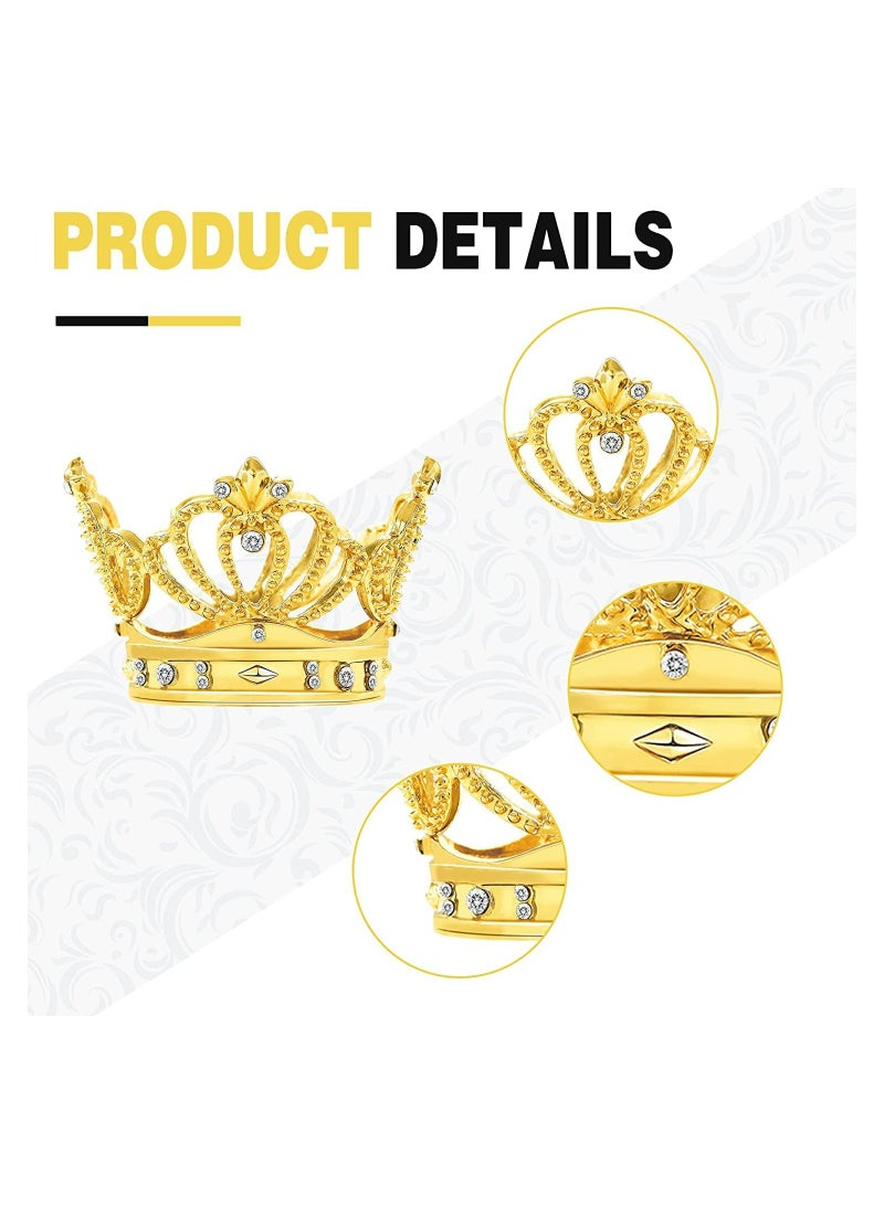 خواتم مناديل ذهبية 6 قطع، خواتم مناديل بتصميم تاج مع أحجار الراين، حلقات مناديل مجوفة، حوامل مناديل، مشبك مناديل فخم للزينة المنزلية، تعديلات رائعة لتزيين طاولة العشاء في الحفلات وأعراس. - Image 2