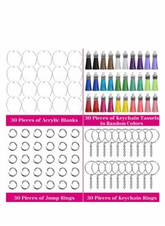 KASTWAVE 120Pcs Key Ring Acrylic Blanks Keychain Tassels Set  - Image 5