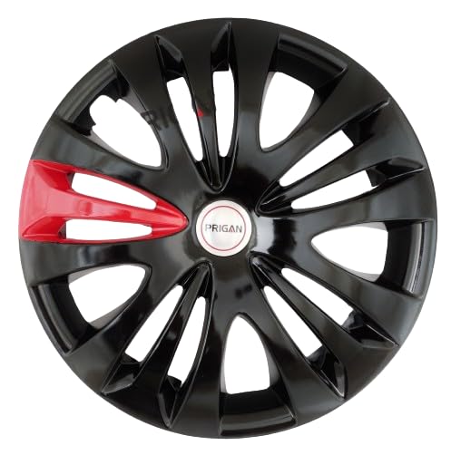PRIGAN Black Red 13 Inch Wheel Cover (Available in 12,13,14,15 Inch) Wheel Cap Universal Model (Set of 4 Pcs) (Ertiga Black Red) - Image 1