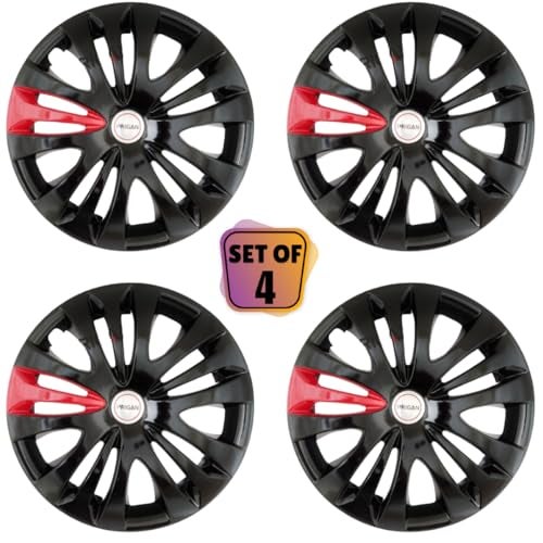 PRIGAN Black Red 13 Inch Wheel Cover (Available in 12,13,14,15 Inch) Wheel Cap Universal Model (Set of 4 Pcs) (Ertiga Black Red) - Image 2