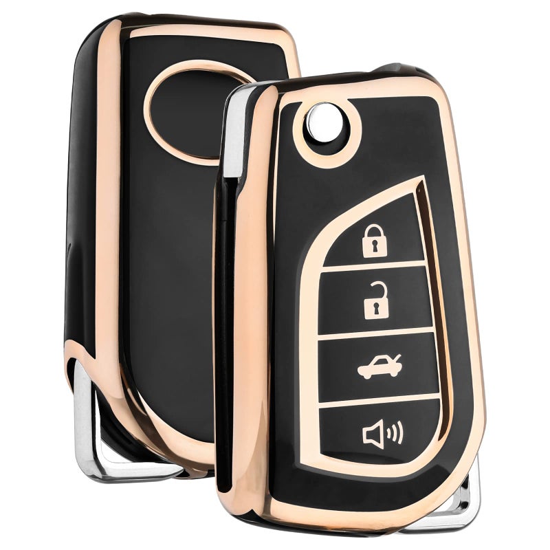 ELOHEI Key Fob Cover for Toyota Premium Soft TPU 360 Degree Full Protection Key Case Shell Accessories Compatible with Toyota Corolla Camry RAV4