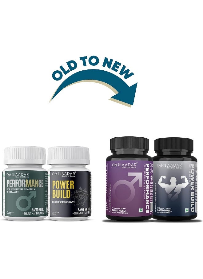 AADAR - Ayurvedic Performance And Power Build Capsule Combo Pack 60 Capsule And 30 Capsule - Image 1