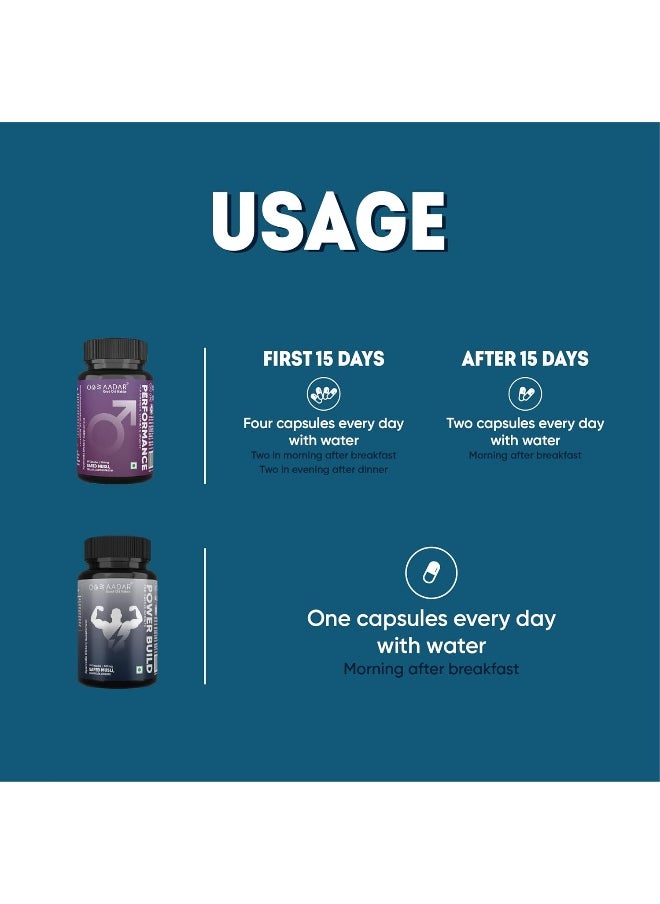 AADAR - Ayurvedic Performance And Power Build Capsule Combo Pack 60 Capsule And 30 Capsule - Image 1