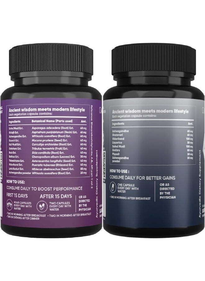 AADAR - Ayurvedic Performance And Power Build Capsule Combo Pack 60 Capsule And 30 Capsule - Image 1